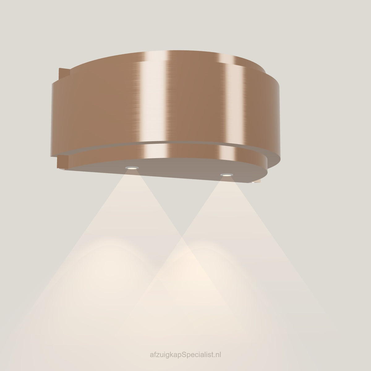 Wave 1640.606 GLOBAL wandafzuigkap 90 cm in Rose Copper, met verlichting aan