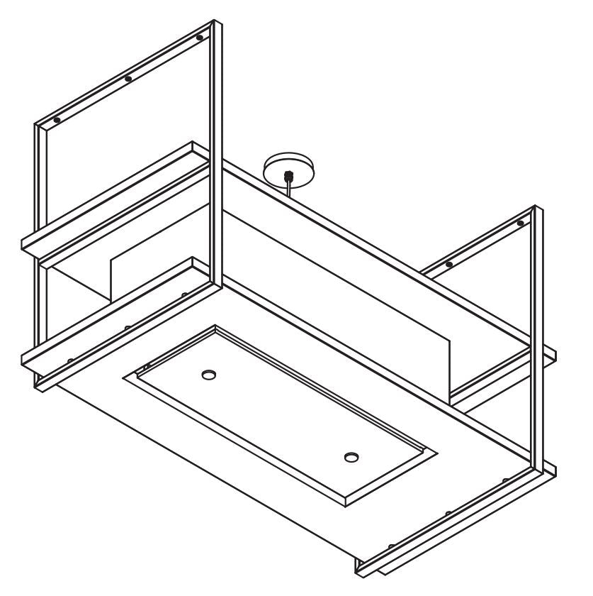Wave 2052.22 FRAME midden - 150 cm eilandmodel zwart - RAL 9017 mat - 4 x 4,2 W dimbare LED 2700 Kelvin - afzuigkapSpecialist.nl