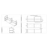 Maattekening van het Wave 2053 FRAME eilandmodel zonder motor (motorloos): vooraanzicht, onderaanzicht, bovenaanzicht en zijaanzicht