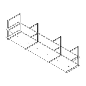 Lijntekening van het Wave 2057 FRAME eilandmodel zonder motor (motorloos), leverbaar van 210 tot 300 cm