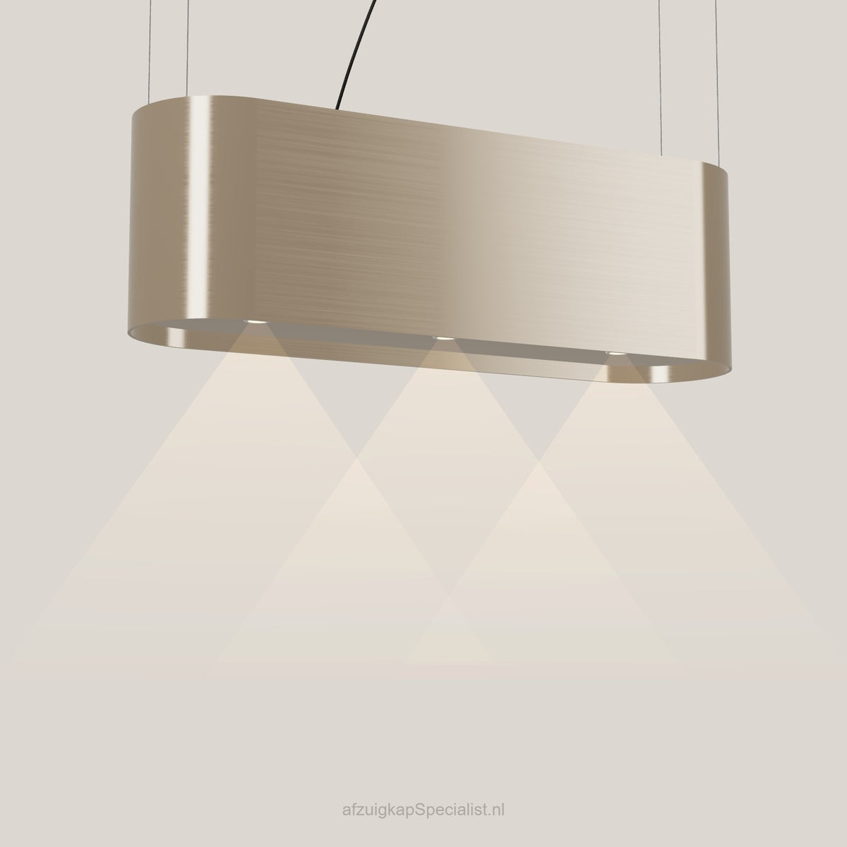 Wave 2119.601 OVAL eilandafzuigkap 120 cm in Satin Bronze, met verlichting aan