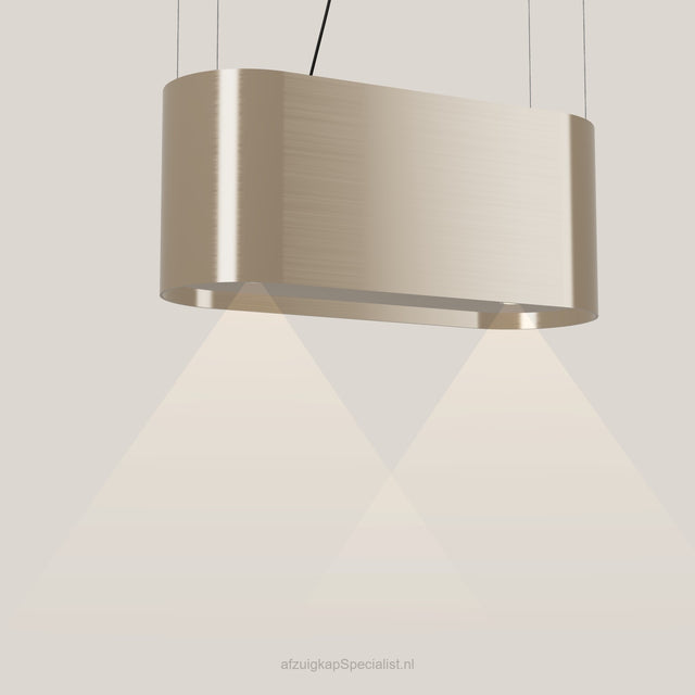 Wave 2119.601 OVAL eilandafzuigkap 90 cm in Satin Bronze, met verlichting aan