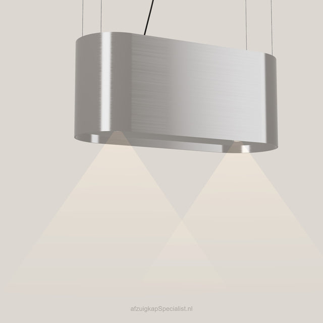 Wave 2119.602 OVAL eilandafzuigkap 90 cm in Pearl Grey, met verlichting aan