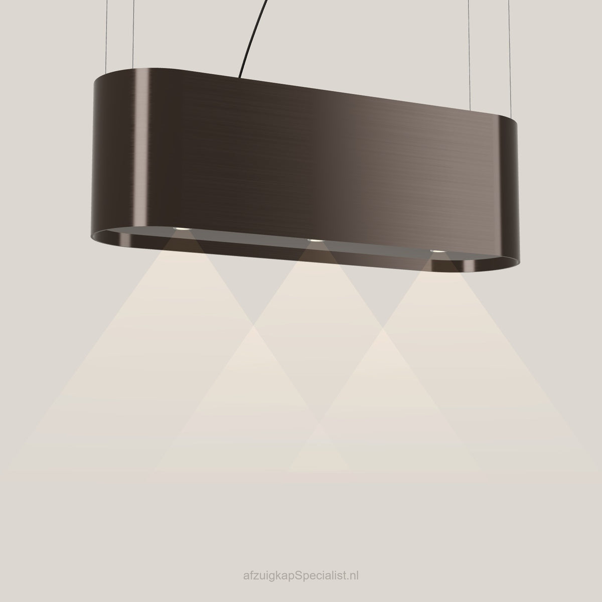 Wave 2119.603 OVAL eilandafzuigkap 120 cm in Anodic Brown, met verlichting aan