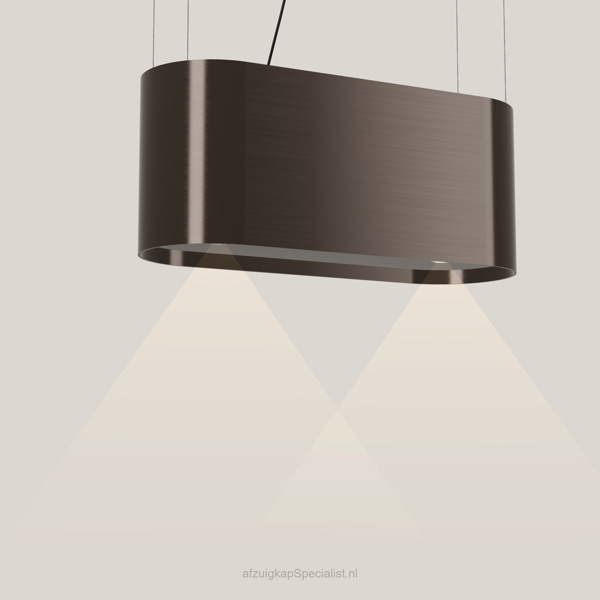 Wave 2119.603 OVAL eilandafzuigkap 90 cm in Anodic Brown, met verlichting aan
