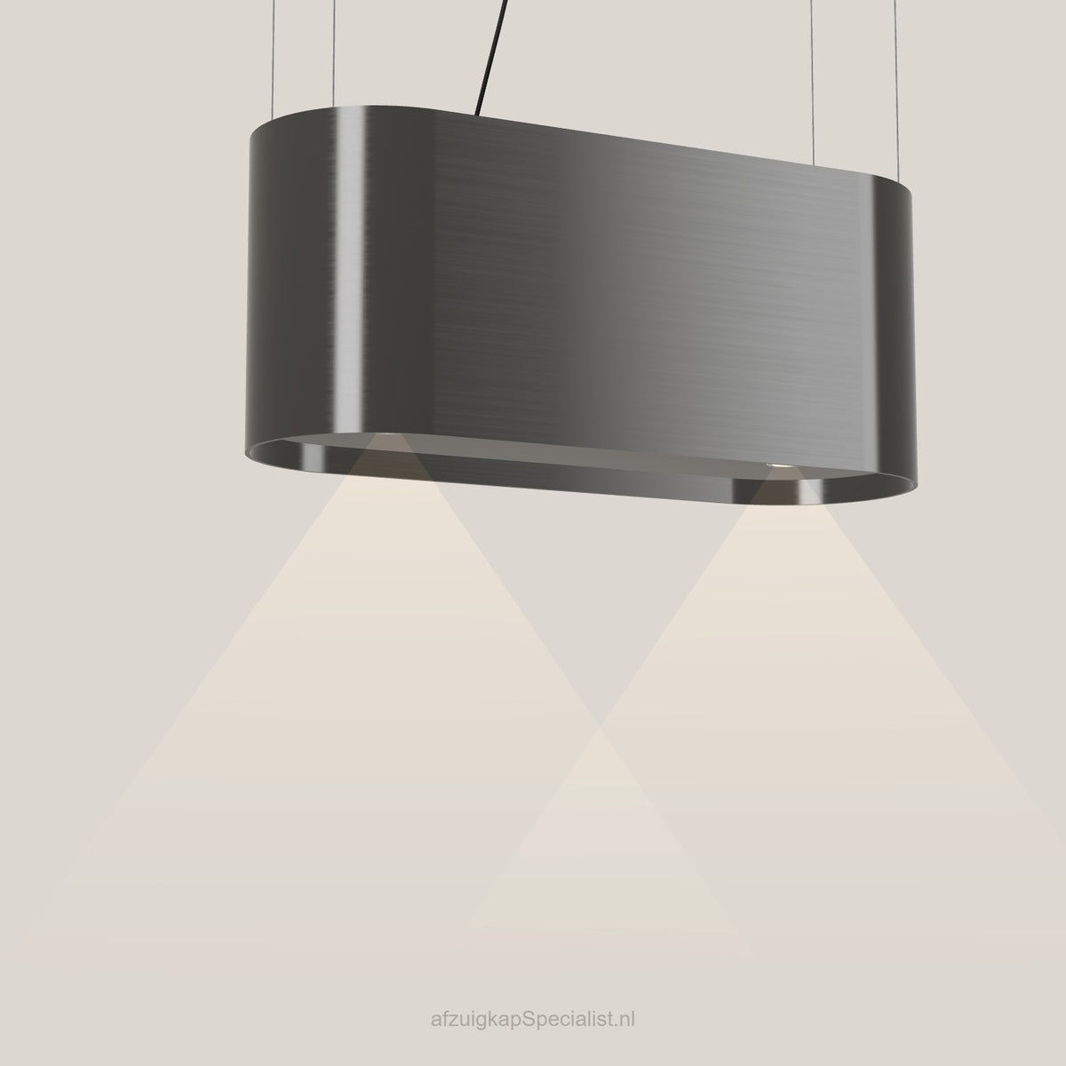 Wave 2119.604 OVAL eilandafzuigkap 90 cm in Smoked Silver, met verlichting aan