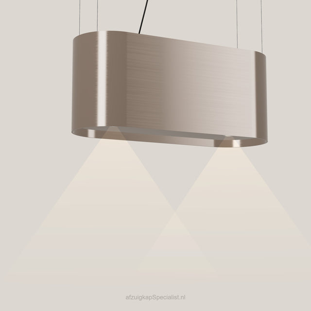 Wave 2119.605 OVAL eilandafzuigkap 90 cm in Champagne Gold, met verlichting aan