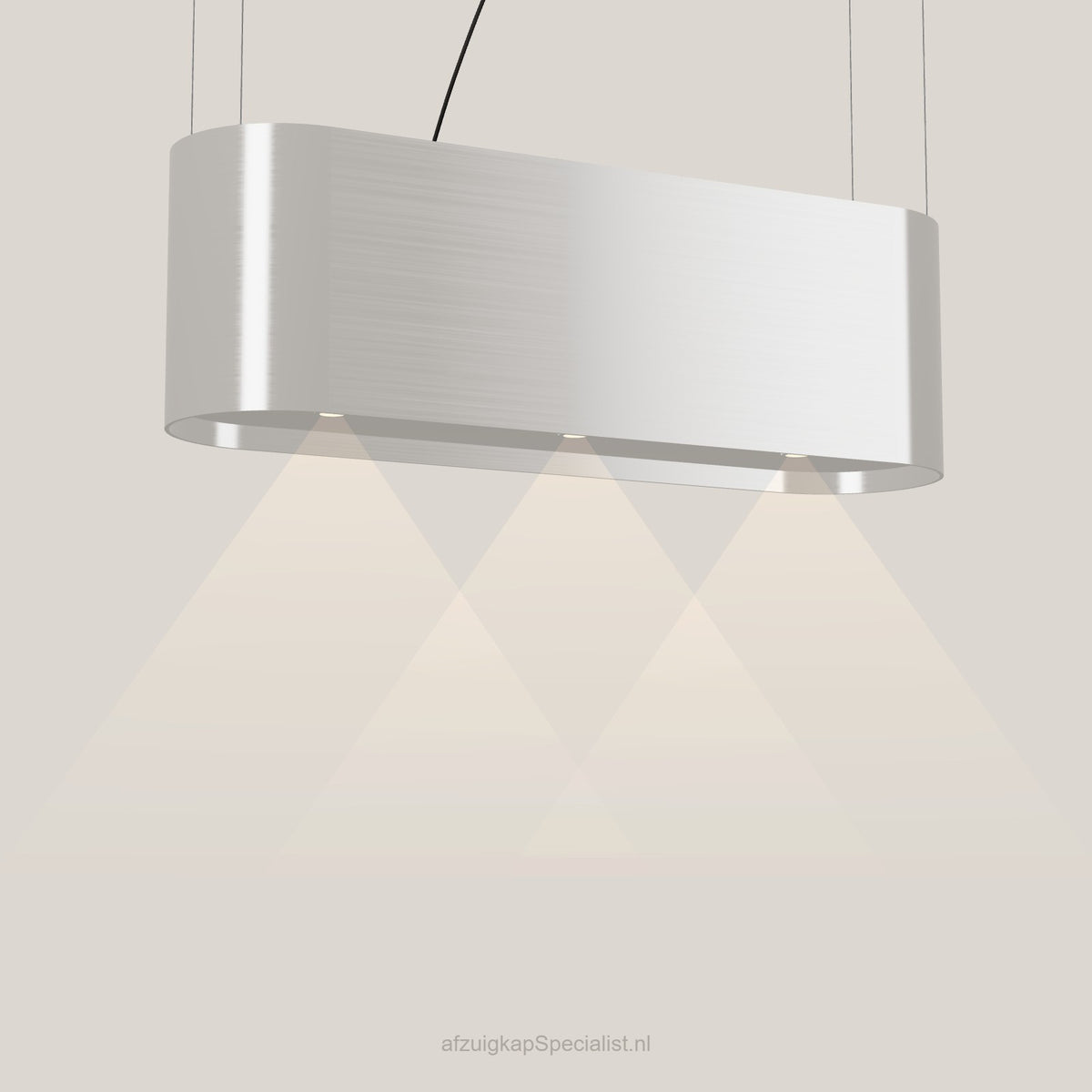 Wave 2119.607 OVAL eilandafzuigkap 120 cm in Ivory Greige, met verlichting aan