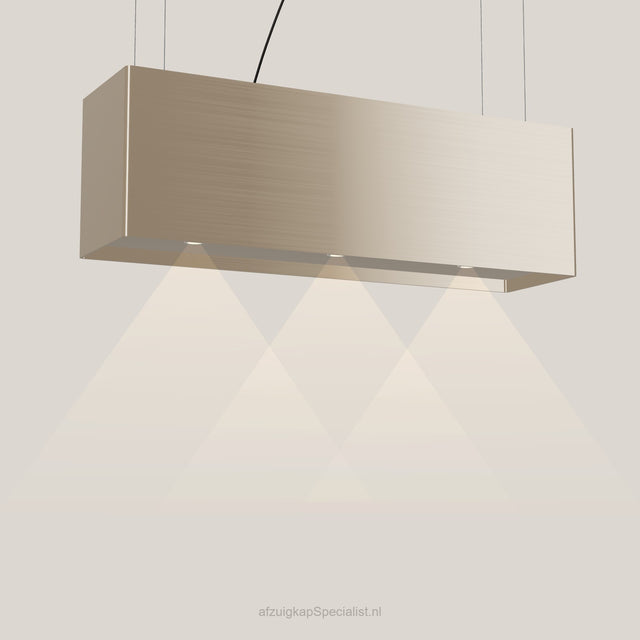 Wave 2120.601 LINE eilandafzuigkap 120 cm in Satin Bronze, met verlichting aan