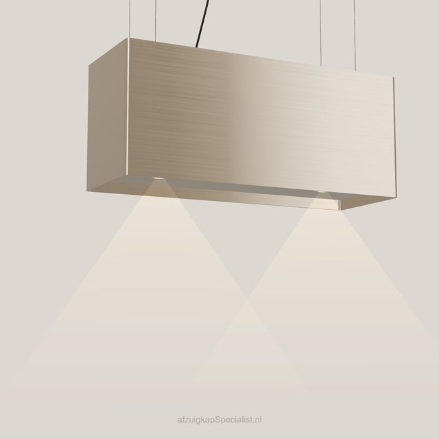 Wave 2120.601 LINE eilandafzuigkap 90 cm in Satin Bronze, met verlichting aan