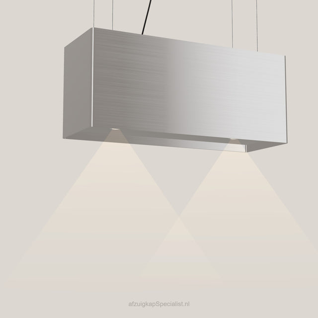 Wave 2120.602 LINE eilandafzuigkap 90 cm in Pearl Grey, met verlichting aan