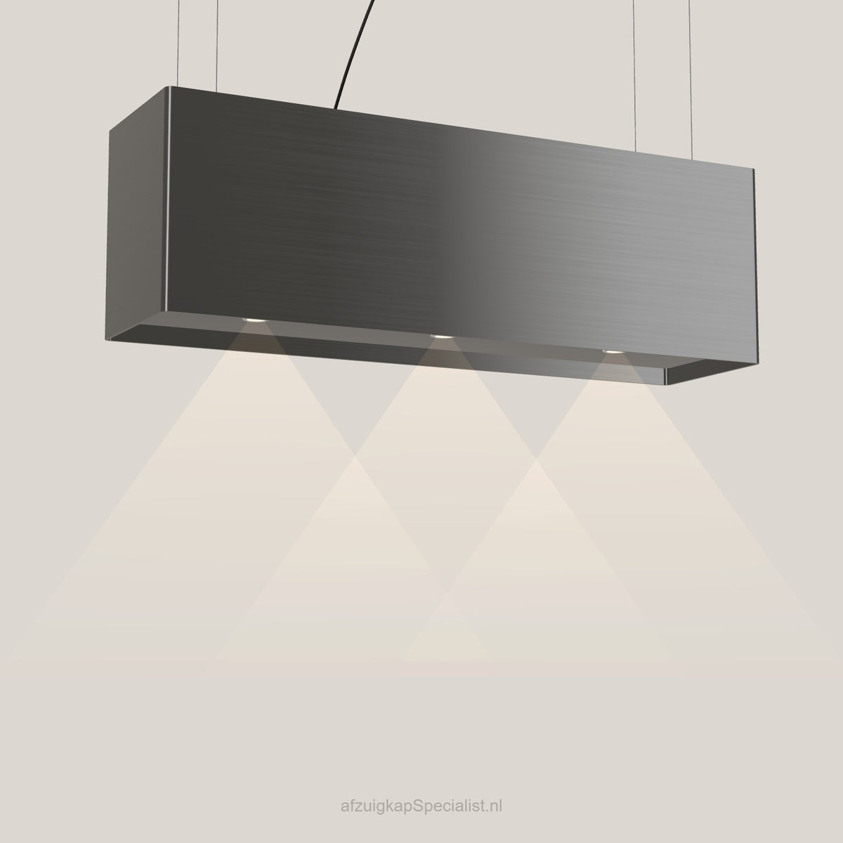 Wave 2120.604 LINE eilandafzuigkap 120 cm in Smoked Silver, met verlichting aan