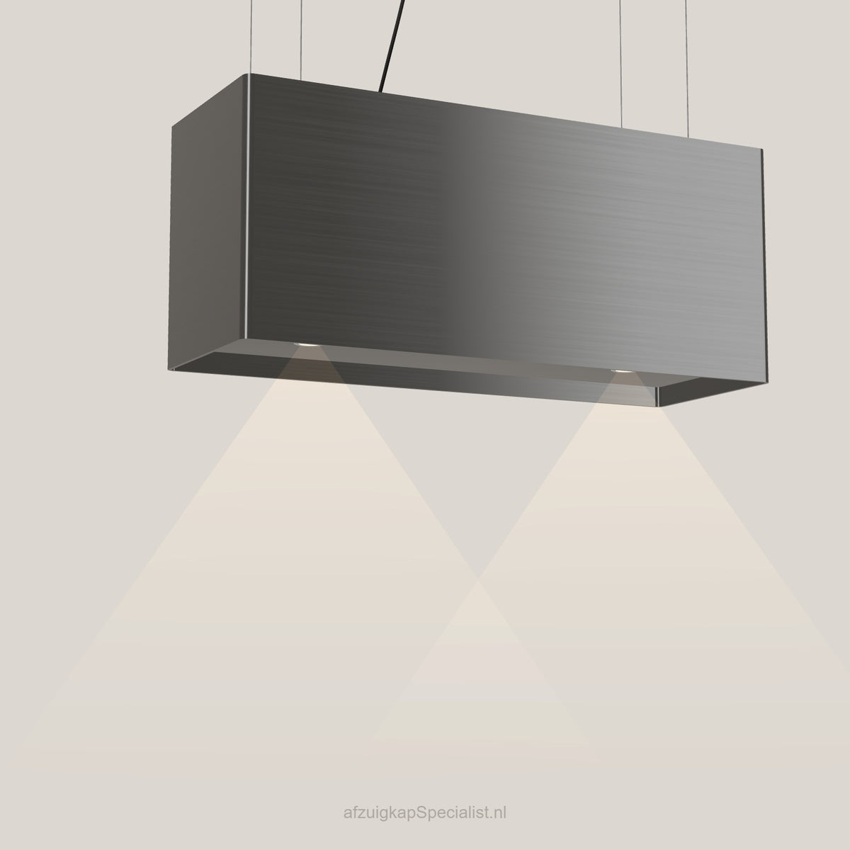 Wave 2120.604 LINE eilandafzuigkap 90 cm in Smoked Silver, met verlichting aan