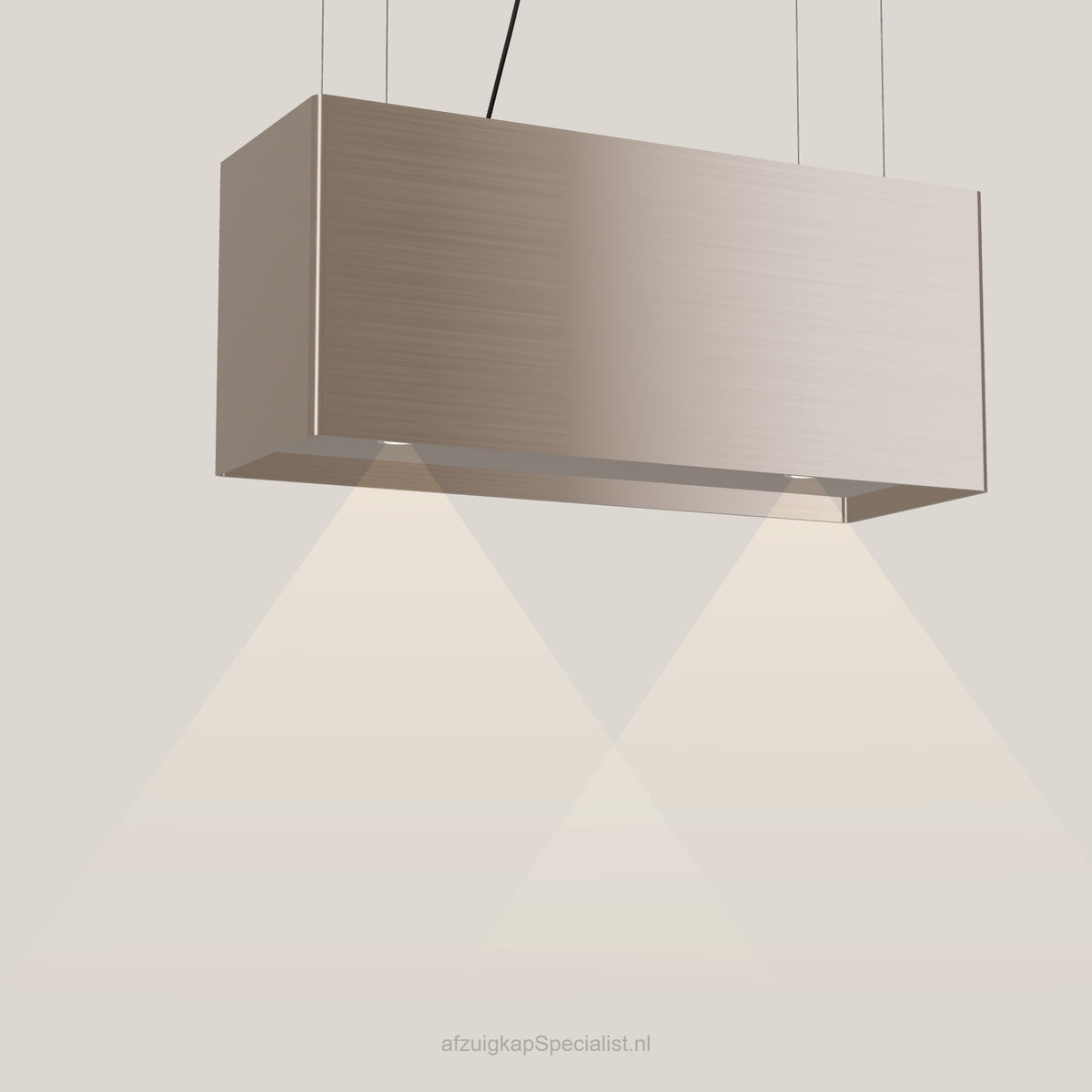 Wave 2120.605 LINE eilandafzuigkap 90 cm in Champagne Gold, met verlichting aan