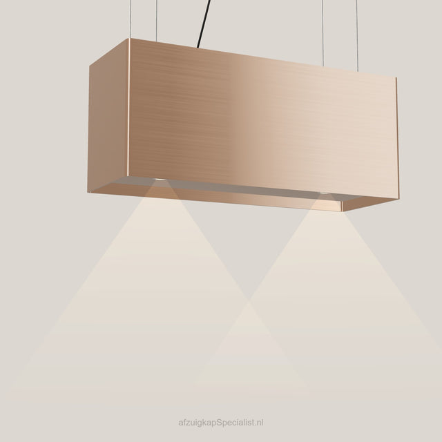 Wave 2120.606 LINE eilandafzuigkap 90 cm in Rose Copper, met verlichting aan