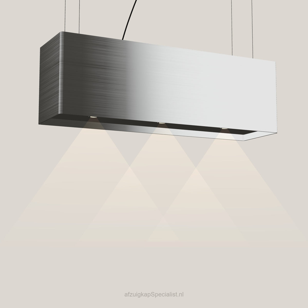 Wave 2120 LINE eilandafzuigkap 120 cm in RVS, met verlichting aan