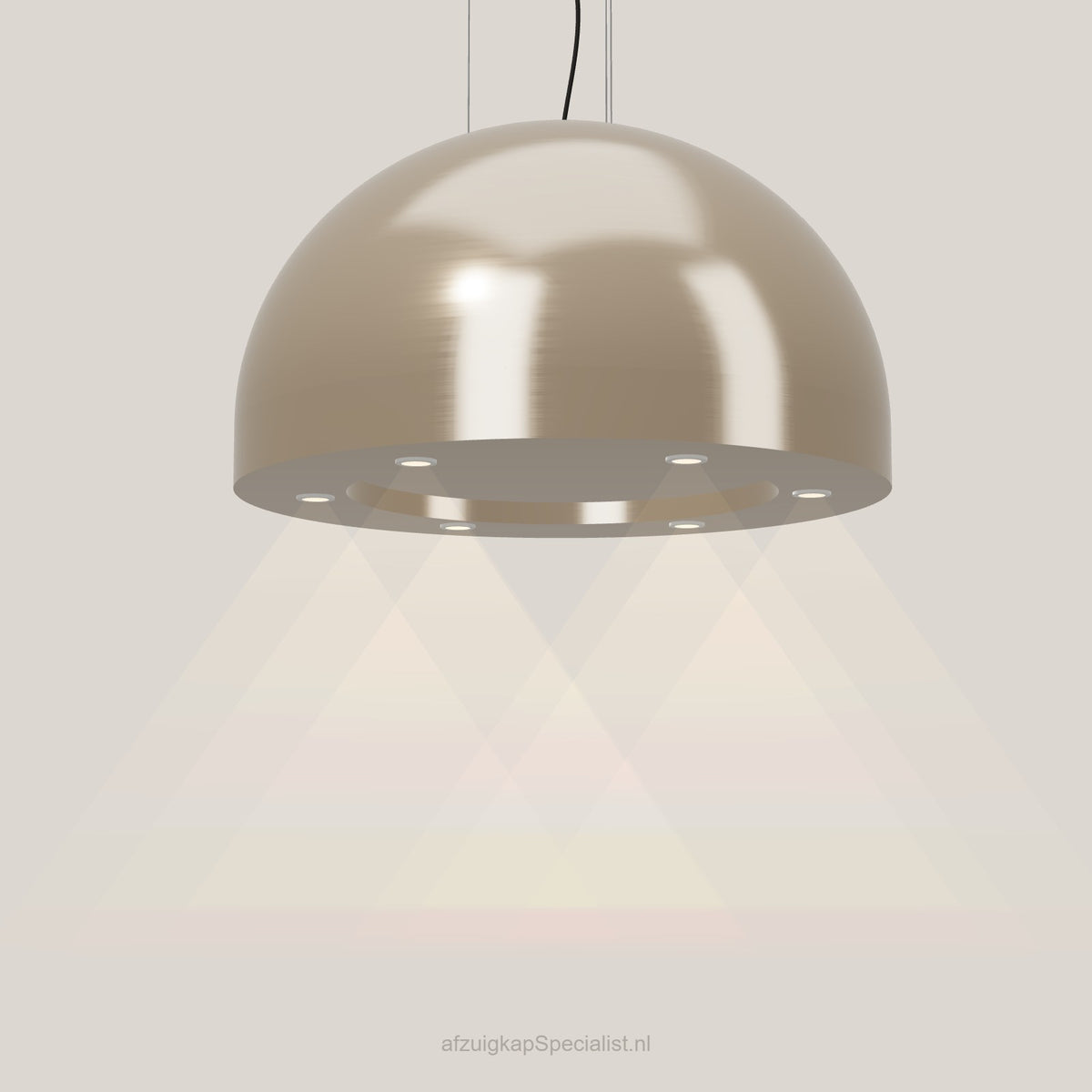 Wave 2176.601 SPHERE eilandafzuigkap Ø 82 cm in Satin Bronze, met verlichting aan