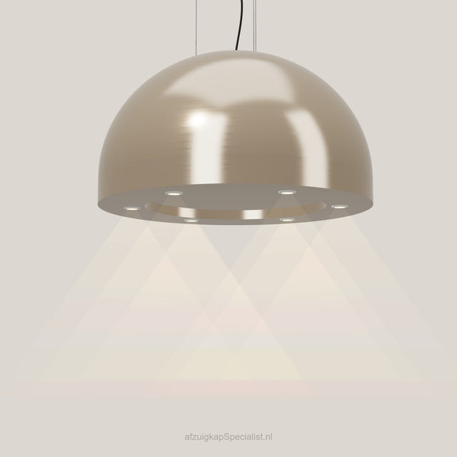 Wave 2176.601 SPHERE eilandafzuigkap Ø 82 cm in Satin Bronze, met verlichting aan