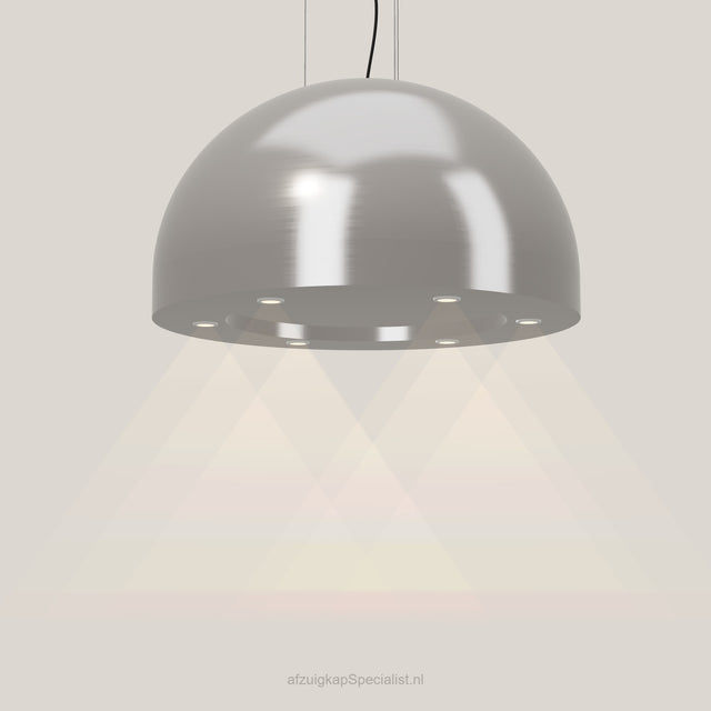 Wave 2176.602 SPHERE eilandafzuigkap Ø 82 cm in Pearl Grey, met verlichting aan