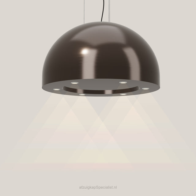 Wave 2176.603 SPHERE eilandafzuigkap Ø 82 cm in Anodic Brown, met verlichting aan