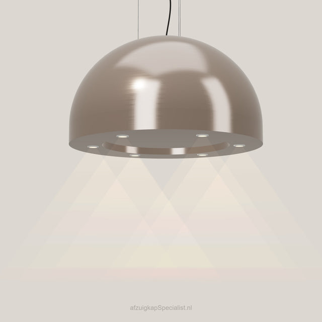 Wave 2176.605 SPHERE eilandafzuigkap Ø 82 cm in Champagne Gold, met verlichting aan