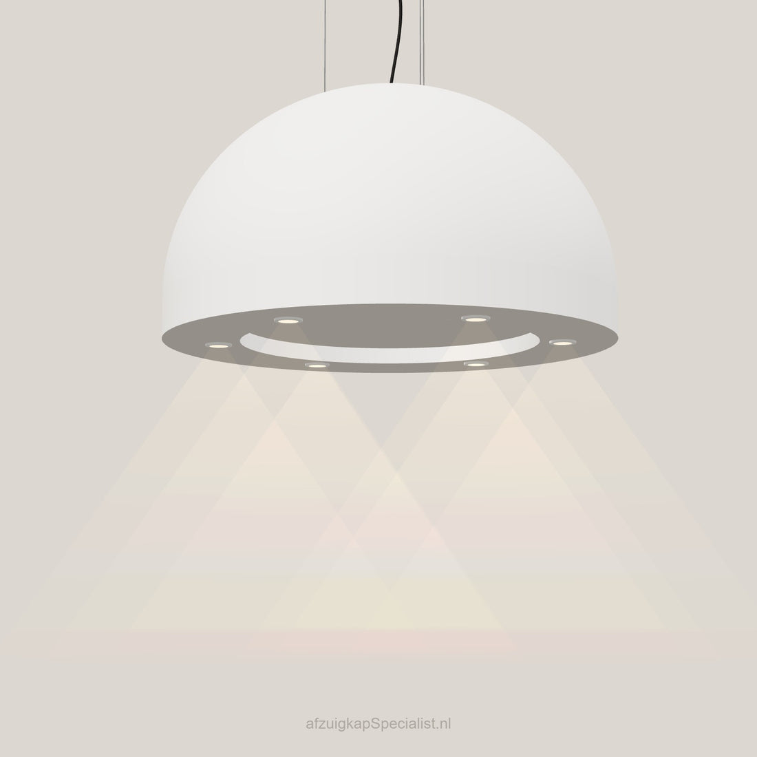 Lampe d'extraction Wave 2176.100 SPHERE 82 cm - RAL 9016 mat (blanc) - moteur interne - recirculation - LED