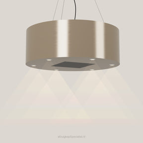 Wave 2605.601 BASE eilandafzuigkap Ø 90 cm in Satin Bronze, met verlichting aan
