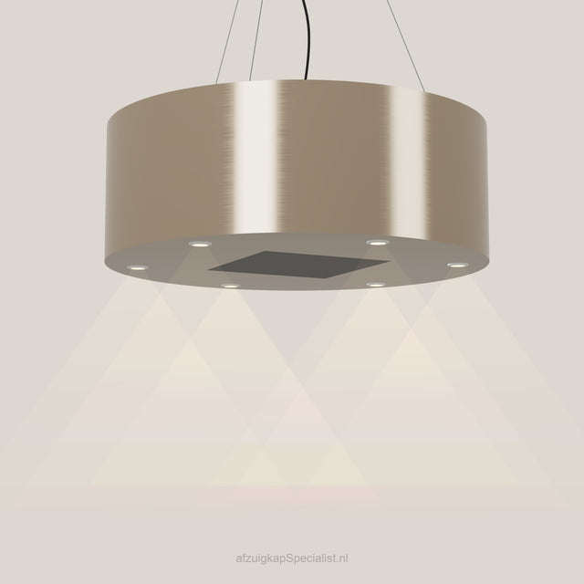 Wave 2605.601 BASE eilandafzuigkap Ø 90 cm in Satin Bronze, met verlichting aan