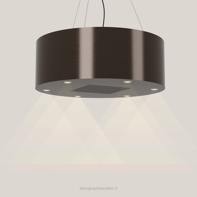 Wave 2605.603 BASE eilandafzuigkap Ø 90 cm in Anodic Brown, met verlichting aan