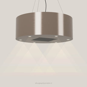Wave 2605.605 BASE eilandafzuigkap Ø 90 cm in Champagne Gold, met verlichting aan