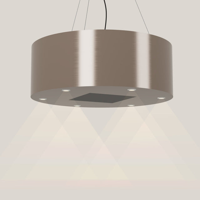 Wave 2605.605 BASE eilandafzuigkap Ø 90 cm in Champagne Gold, met verlichting aan