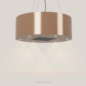 Wave 2605.606 BASE eilandafzuigkap Ø 90 cm in Rose Copper, met verlichting aan