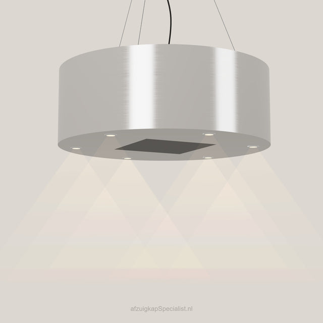 Wave 2605.607 BASE eilandafzuigkap Ø 90 cm in Ivory Greige, met verlichting aan