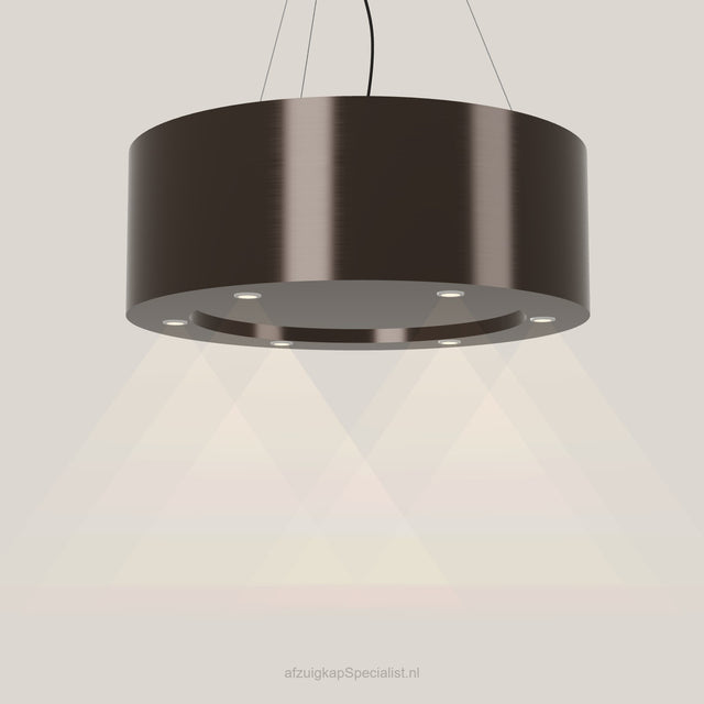 Wave 2620.603 CIRCO eilandafzuigkap Ø 90 cm in Anodic Brown, met verlichting aan