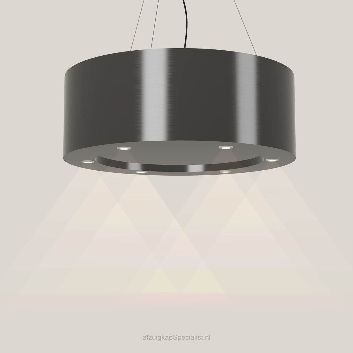Wave 2620.604 CIRCO eilandafzuigkap Ø 90 cm in Smoked Silver, met verlichting aan