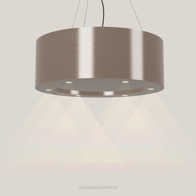 Wave 2620.605 CIRCO eilandafzuigkap Ø 90 cm in Champagne Gold, met verlichting aan