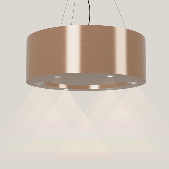 Wave 2620.606 CIRCO eilandafzuigkap Ø 90 cm in Rose Copper, met verlichting aan