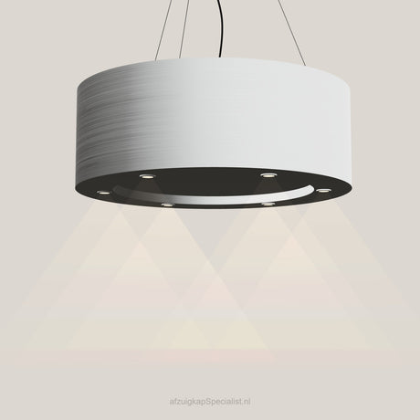Wave 2620 CIRCO eilandafzuigkap Ø 90 cm in RVS, met verlichting aan