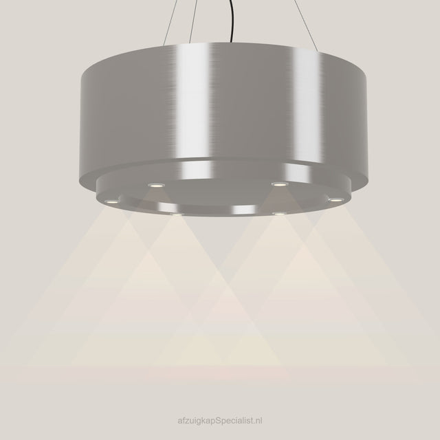 Wave 2630.602 CIRCO X eilandafzuigkap Ø 90 cm in Pearl Grey, met verlichting aan