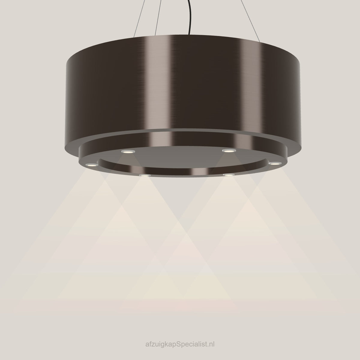 Wave 2630.603 CIRCO X eilandafzuigkap Ø 90 cm in Anodic Brown, met verlichting aan