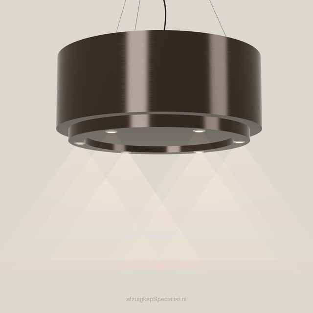 Wave 2630.603 CIRCO X eilandafzuigkap Ø 90 cm in Anodic Brown, met verlichting aan