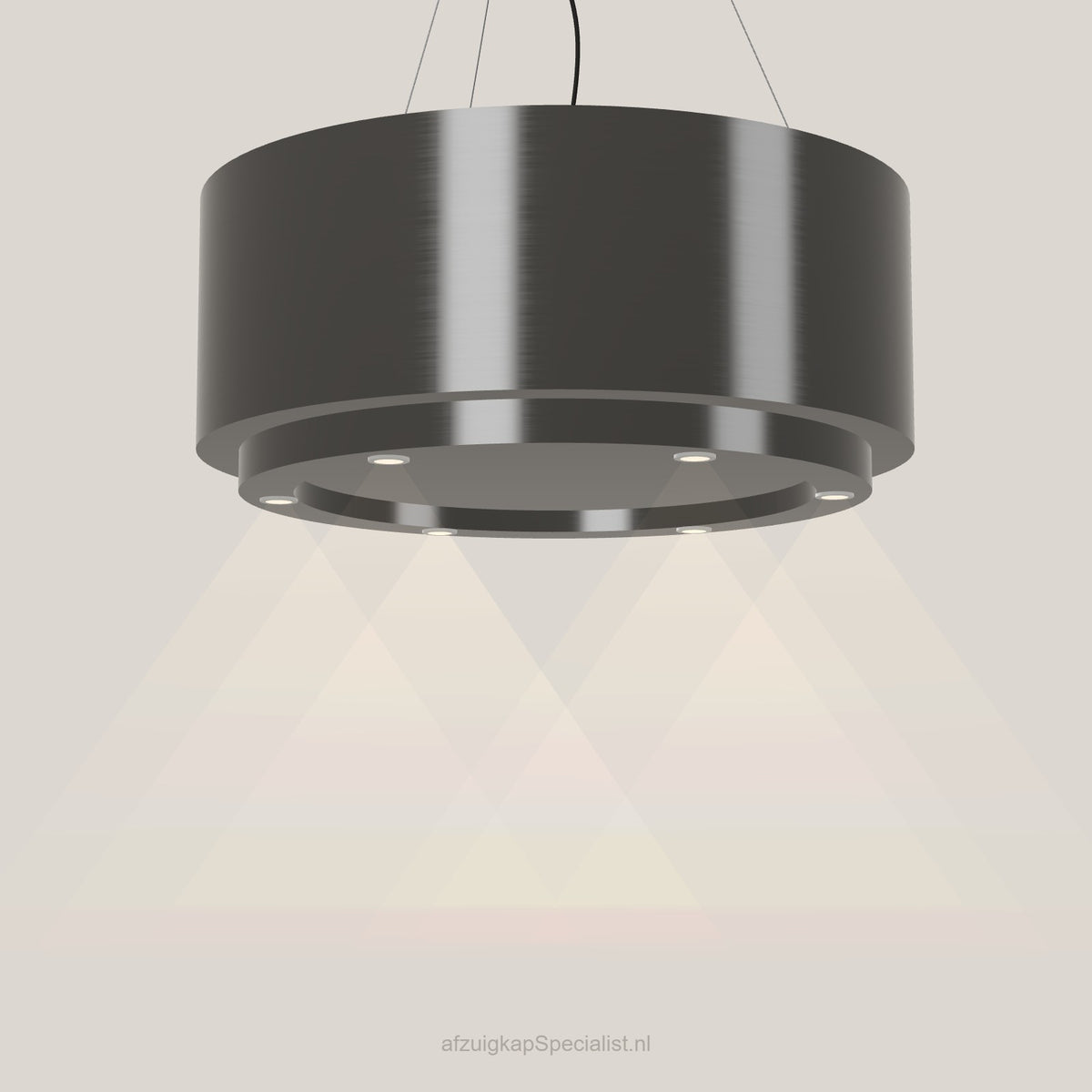 Wave 2630.604 CIRCO X eilandafzuigkap Ø 90 cm in Smoked Silver, met verlichting aan