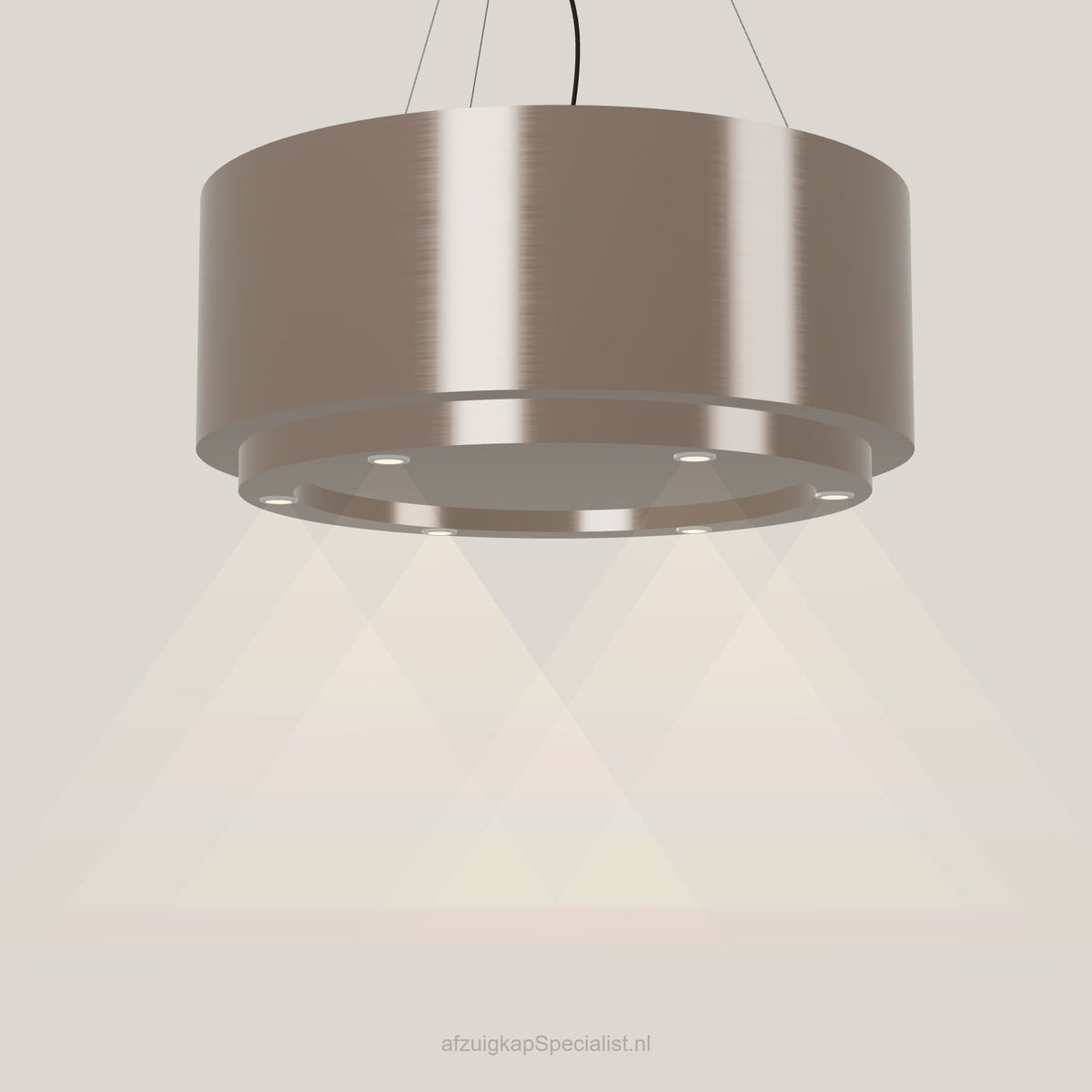 Wave 2630.605 CIRCO X eilandafzuigkap Ø 90 cm in Champagne Gold, met verlichting aan