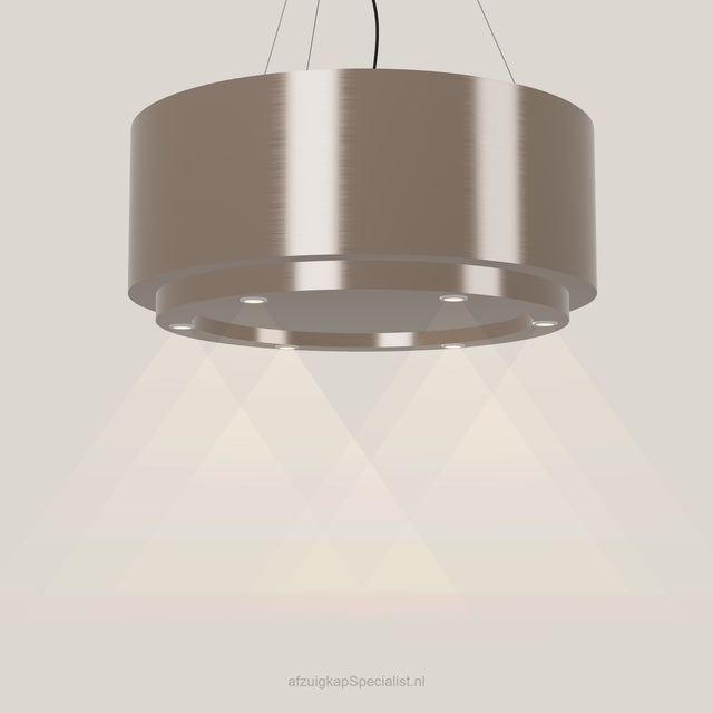 Wave 2630.605 CIRCO X eilandafzuigkap Ø 90 cm in Champagne Gold, met verlichting aan
