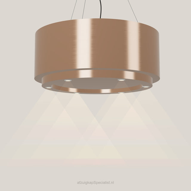 Wave 2630.606 CIRCO X eilandafzuigkap Ø 90 cm in Rose Copper, met verlichting aan