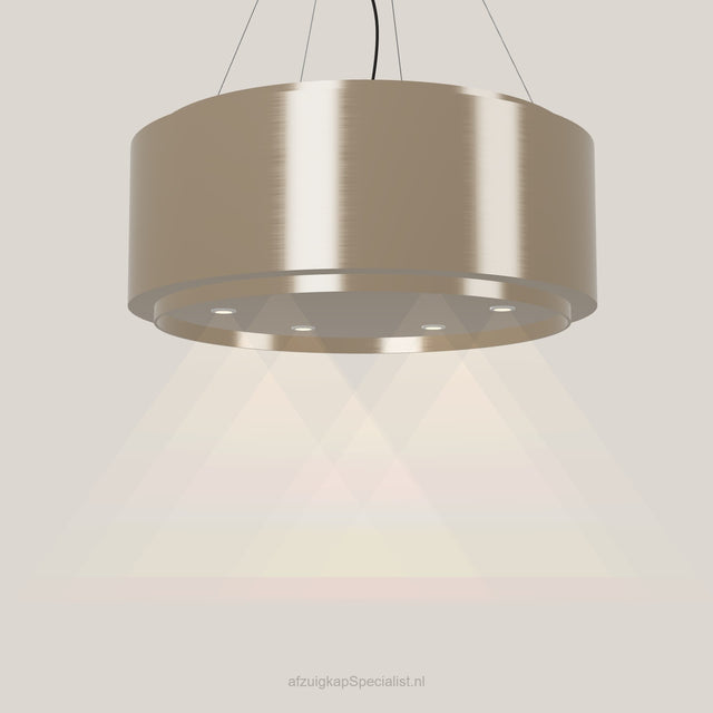 Wave 2640.601 GLOBAL eilandafzuigkap Ø 90 cm in Satin Bronze, met verlichting aan