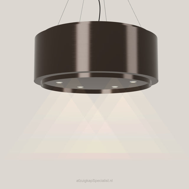 Wave 2640.603 GLOBAL eilandafzuigkap Ø 90 cm in Anodic Brown, met verlichting aan