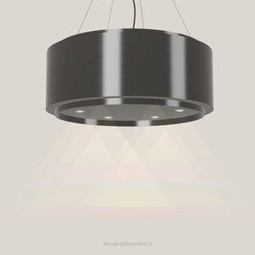 Wave 2640.604 GLOBAL eilandafzuigkap Ø 90 cm in Smoked Silver, met verlichting aan