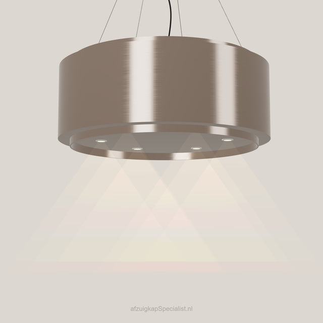 Wave 2640.605 GLOBAL eilandafzuigkap Ø 90 cm in Champagne Gold, met verlichting aan
