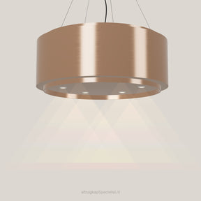 Wave 2640.606 GLOBAL eilandafzuigkap Ø 90 cm in Rose Copper, met verlichting aan